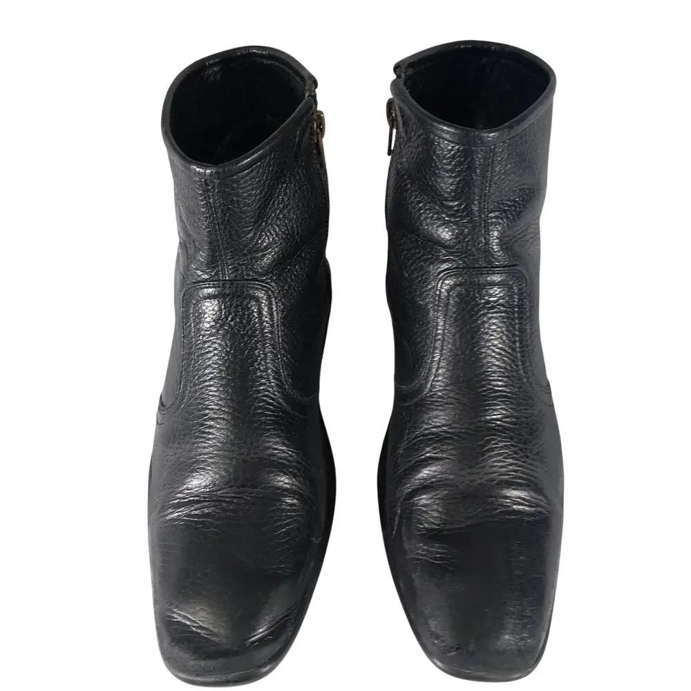 ALFARO! COLOMBIAN MADE BLACK GENUINE LEATHER NIPPED TOE ZIPPER BOOTS! SZ 7.5M